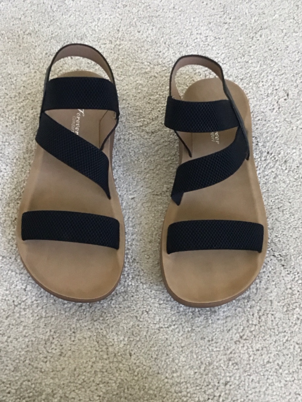Forever 21 Black Strappy Slingback Sandals with Tan Footbed